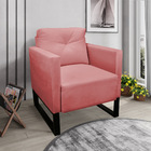 Kit 2 Poltronas Luisa Suede Rosê Base Industrial Metálica Pre