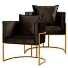 Kit 2 Poltronas Luna Decorativas Com Base Metal Dourado Em Ve