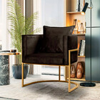 Kit 2 Poltronas Luna Decorativas Com Base Metal Dourado Em Ve