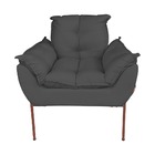 Kit 2 Poltronas Luxo Suede Cinza Base De Ferro Cobre - Vallis