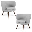 Kit 2 Poltronas Melissa Pés Palito Linho Cinza Claro Domi