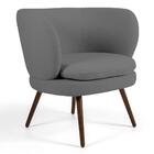 Kit 2 Poltronas Melissa Pés Palito Linho Cinza Escuro Domi