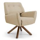Kit 2 Poltronas Melli Base Giratória Linho Bege Escuro Domi