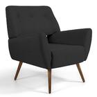 Kit 2 Poltronas Melli Pés Palito Madeira Linho Chumbo Domi