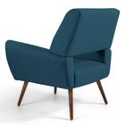 Kit 2 Poltronas Melli Pés Palito Madeira Veludo Azul Cobalto