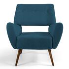 Kit 2 Poltronas Melli Pés Palito Madeira Veludo Azul Cobalto