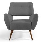 Kit 2 Poltronas Melli Pés Palito Madeira Veludo Cinza Domi