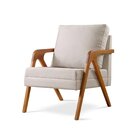 Kit 2 Poltronas Mona Braço De Madeira Decorativa Nude