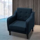 Kit 2 Poltronas Namoradeira Puff Sofia Suede Azul Marinho