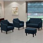 Kit 2 Poltronas Namoradeira Puff Sofia Suede Azul Marinho