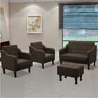 Kit 2 Poltronas Namoradeira Puff Sofia Suede Marrom Claro