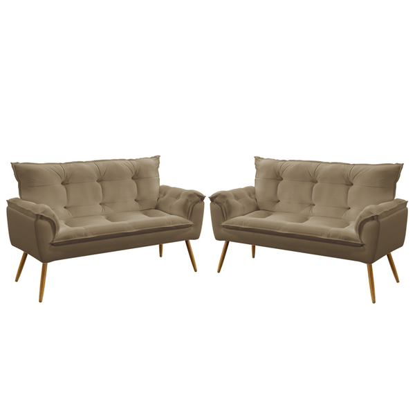 Kit 2 Poltronas Namoradeiras Beta Sued Capuccino Aradecor