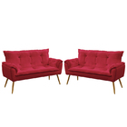 Kit 2 Poltronas Namoradeiras Beta Sued Vermelho Aradecor