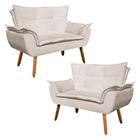 Kit 2 Poltronas Namoradeiras Pés Palito 2 Lugares Opla Suede