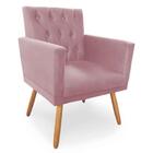 Kit 2 Poltronas Nina Capitonê Pés Madeira Rosê