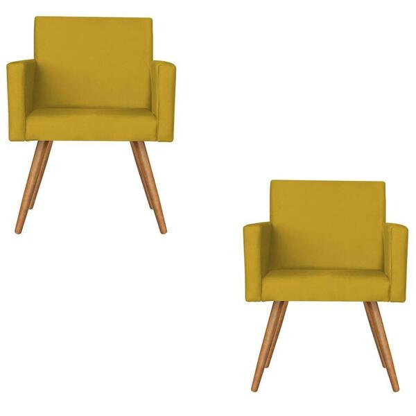 Kit 2 Poltronas Nina Decorativa Suede Amarelo Kasa Sofá