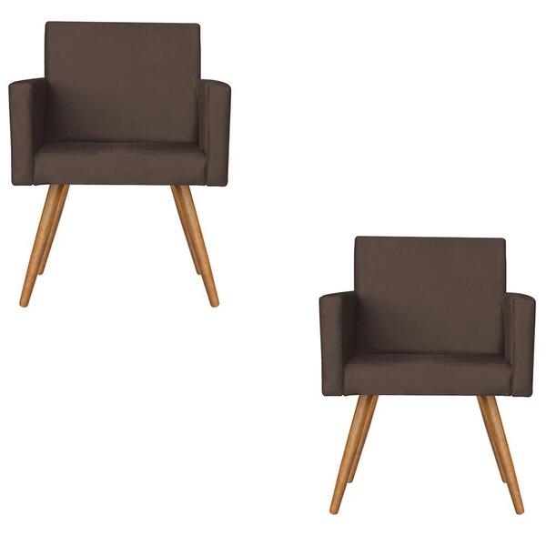 Kit 2 Poltronas Nina Decorativa Suede Marrom Kasa Sofá
