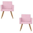 Kit 2 Poltronas Nina Decorativa Suede Rosa Bebê Kasa Sofá