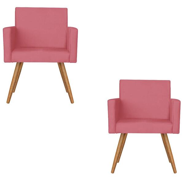 Kit 2 Poltronas Nina Decorativa Suede Rosa Goiaba Kasa Sofá