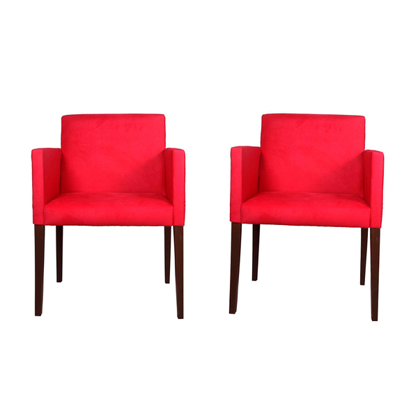 Kit 2 Poltronas Nina Executiva Em Tecido Sintético  - Vermelho