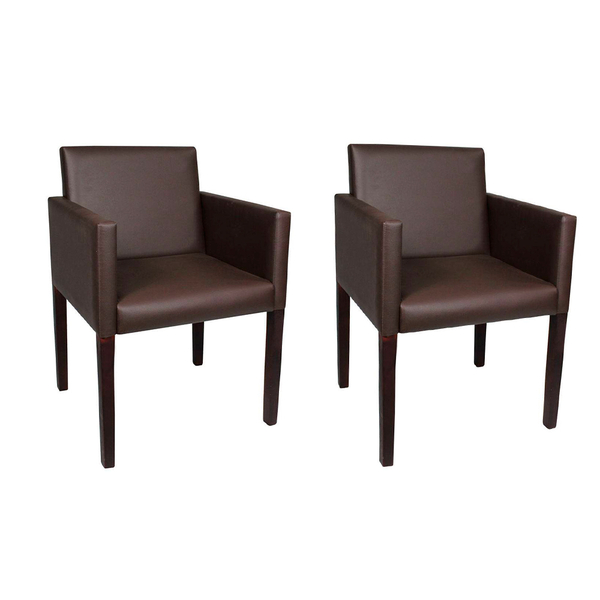 Kit 2 Poltronas Nina Executiva Em Tecido Sintético - Marrom