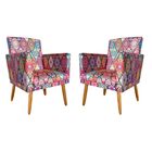 Kit 2 Poltronas Nina Luxo Suede Estampa Mandala Vermelho