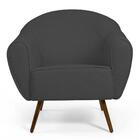 Kit 2 Poltronas Nina Pés Palito Madeira Linho Cinza Escuro