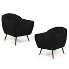 Kit 2 Poltronas Nina Pés Palito Madeira Veludo Preto Domi