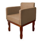 Kit 2 Poltronas Nina Retrô Pés De Madeira Maciça Linho Marrom