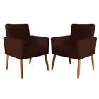 Kit 2 Poltronas Nina Sala De Estar Luxo Suede Marrom