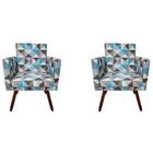 Kit 2 Poltronas Nina Sala De Estar Triangulo Azul