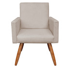 Kit 2 Poltronas Nina Suede Bege Pés Palito Castanho - Pallazio