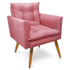 Kit 2 Poltronas Olivia Suede Pés Palito Castanho - Pallazio -