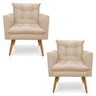 Kit 2 Poltronas Olivia Suede Pés Palito Castanho - Pallazio -