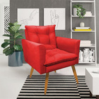 Kit 2 Poltronas Olivia Suede Vermelho Pés Palito Castanho - P