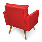 Kit 2 Poltronas Olivia Suede Vermelho Pés Palito Castanho - P