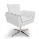 Kit 2 Poltronas Opala Base Giratória Cromada Alumínio Branco