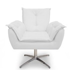 Kit 2 Poltronas Opala Base Giratória Cromada Alumínio Branco