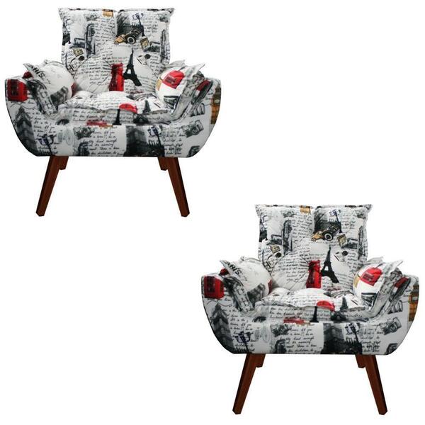 Kit 2 Poltronas Opala Decorativa Estampa Paris Kasa Sofá