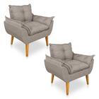 Kit 2 Poltronas Opala Decorativa Luxo Linho Capuccino Dal Poz