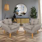 Kit 2 Poltronas Opala Decorativa Luxo Linho Capuccino Dal Poz