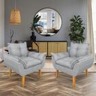 Kit 2 Poltronas Opala Decorativa Luxo Linho Cinza Dal Poz Est