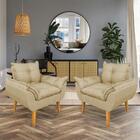 Kit 2 Poltronas Opala Decorativa Luxo Linho Dourado Dal Poz E