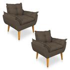 Kit 2 Poltronas Opala Decorativa Luxo Linho Marrom Dal Poz Es