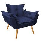 Kit 2 Poltronas Opala Decorativa Suede Azul Marinho
