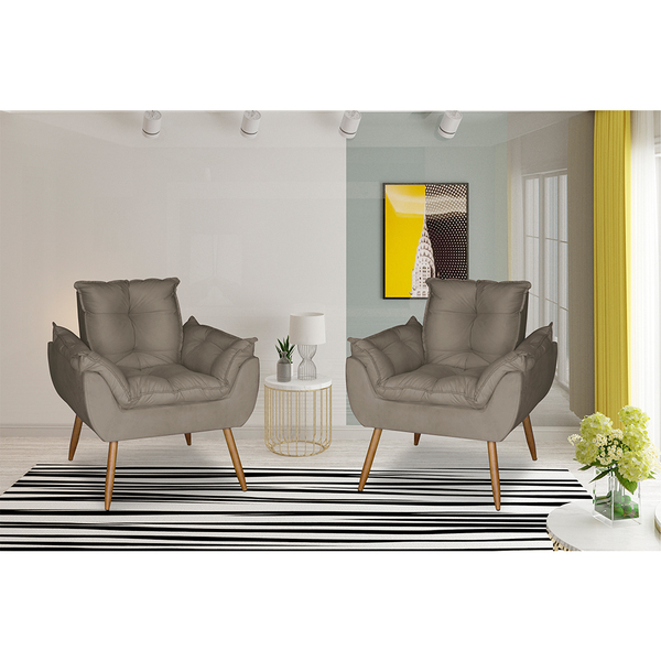 Kit 2 Poltronas Opala Decorativa Suede Capuccino Dal Poz Esto