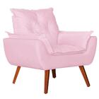 Kit 2 Poltronas Opala Decorativa Suede Rosa Bebê Kasa Sofá