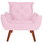 Kit 2 Poltronas Opala Decorativa Suede Rosa Bebê Kasa Sofá