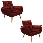 Kit 2 Poltronas Opala Decorativa Veludo Bordo D'rost