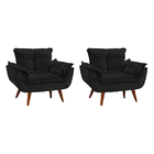 Kit 2 Poltronas Opala Luxo Com Pés Estilo Retrô - Preto